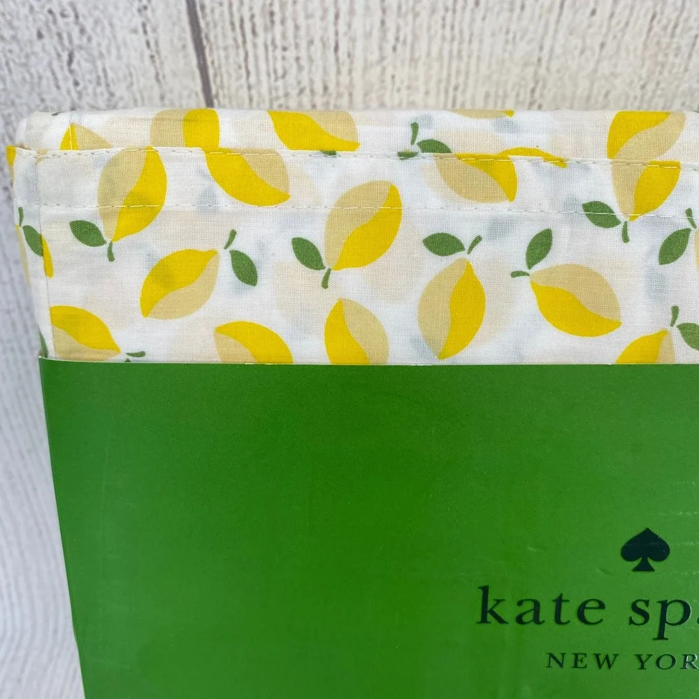 Kate Spade Lemon Print Full Sheet Set White Yellow Cotton Percale Crisp Bright